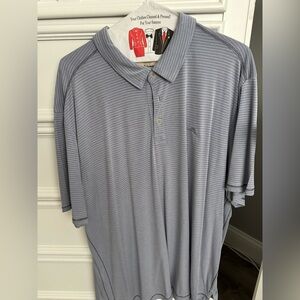 Tommy Bahama Men’s Light Gray Short Sleeve Polo Shirt Size XXL Stripe